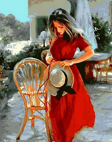 Lady in Red - Painting, Painting