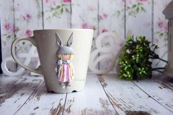 Mug decor with polymer clay - My, Polymer clay, Mug with decor, Chrysalis