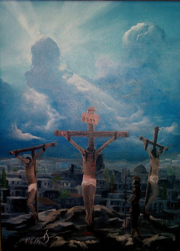 God is dead. - My, Oil painting, League of Artists, Self-taught, Bible, Crucifixion, Painting, Artist