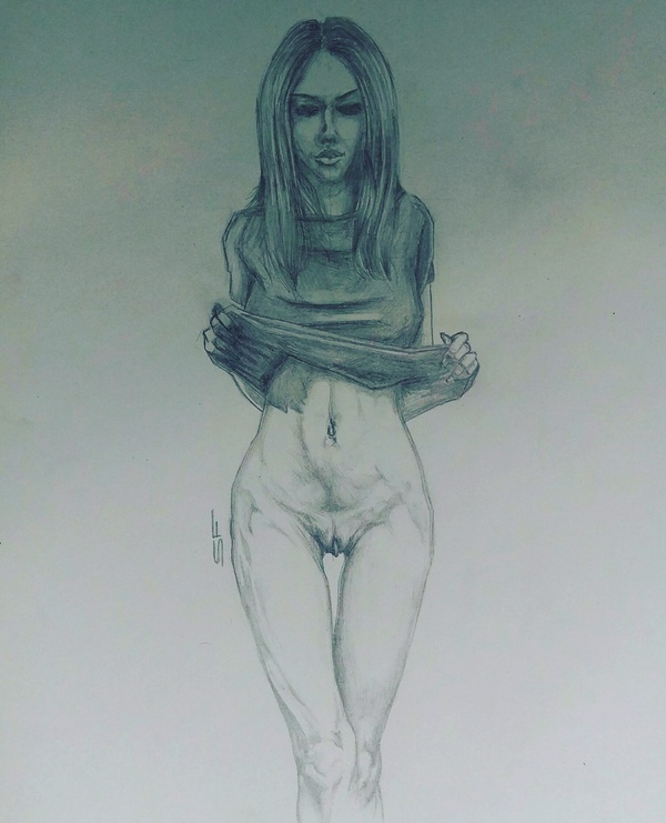 I draw a little =) - NSFW, Strawberry, Erotic, Drawing, Art, My, Creation, Girls