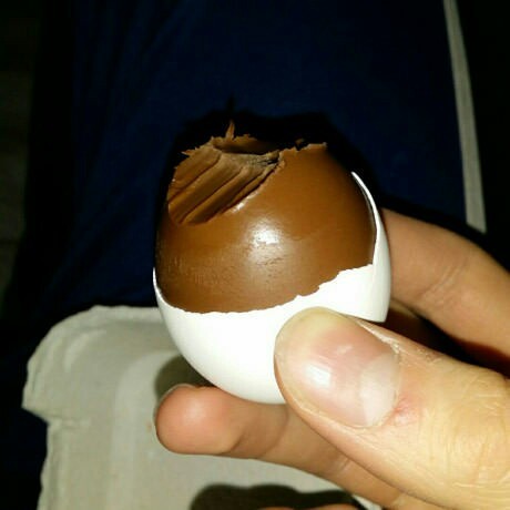 In Finland they sell a whole chocolate egg in a real eggshell - Eggs, Chocolate, Finland