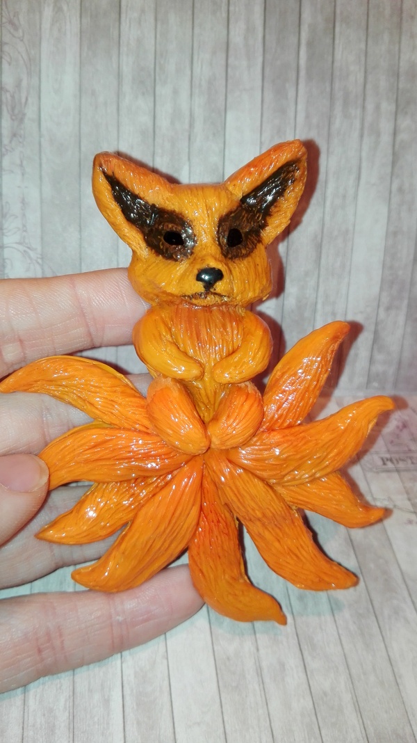 Fox, one of Naruto, old order. Who likes this series? - My, Naruto, , Nine-tailed fox, Anime, Cartoons, Magnet, Souvenirs, Polymer clay