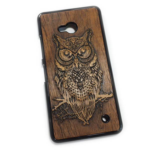 Wooden case for Microsoft Lumia 640 - Owl - My, The Gift of Hands, , Needlework without process, Owl, Microsoft lumia, Lumia 640, Case for phone, CNC, Longpost