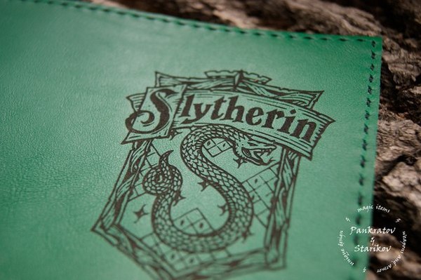 Passport cover Slytherin - My, Harry Potter, Leather, Cover, The passport, Needlework, Craft, Handmade