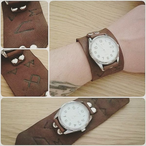 Handmade post#2 Leather watch bracelet (first works) - My, Leather, Leather products, With your own hands, , A bracelet, Leather bracelet, Longpost