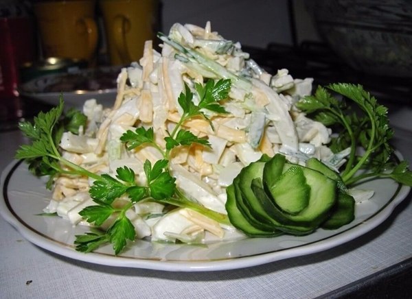 Salad with squid for a light dinner - My, Food, Salad