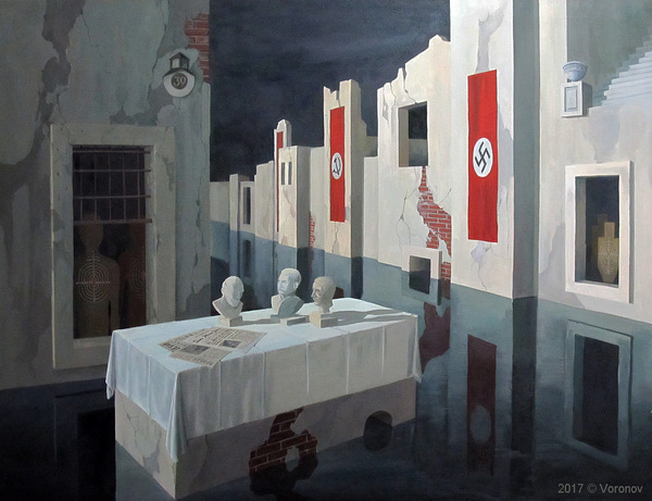 Flooded Land (part II) - 1939 - My, 1939, Painting, Painting, Stalin, Adolf Gitler, Lenin