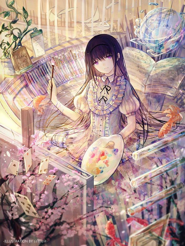 Akemi Homura Anime Art, , Mahou Shoujo Madoka Magica, Akemi Homura, Bai qi-qsr