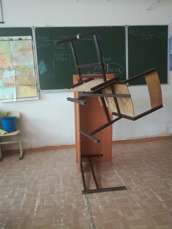 Previously, children in schools had fun joking with teachers, rubbing the board with soap, but we have only this) - School, Chair