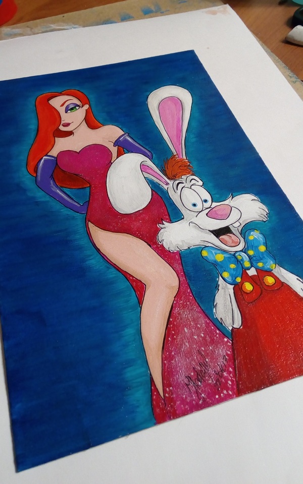 Who Framed Roger Rabbit? - My, Roger Rabbit, Jessica Rabbit, Who Framed Roger Rabbit, Art, Acrylic, Longpost