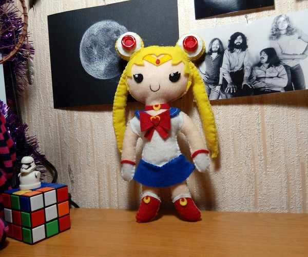 Lunar prism, give me strength! - My, Needlework, Needlework without process, Sailor Moon, Felt, Doll, Sewing, lunar prism