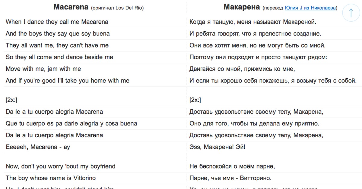 Macarena текст