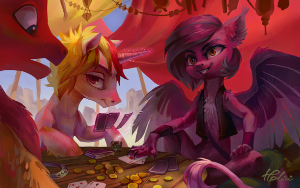 At the card table - My little pony, Original character, Holivi