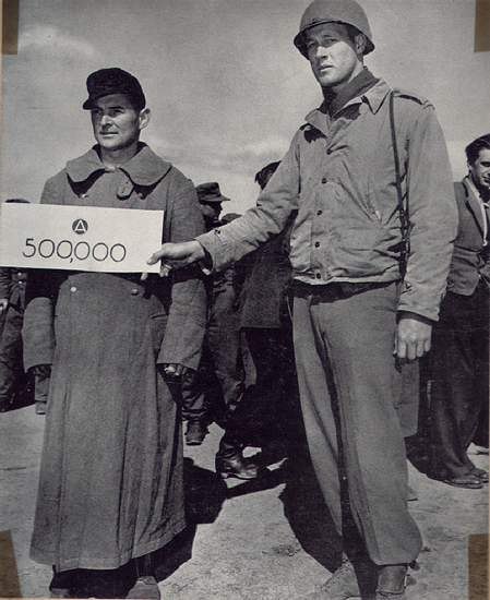 An anniversary visitor to an American POW camp. April 20, 1945 - Prisoners of war, Camp, USA, Germans, The Second World War