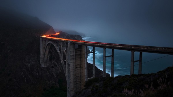 Bixby Creek Bridge - 9GAG, Мост, Фотография, Океан, Туман, Вечер