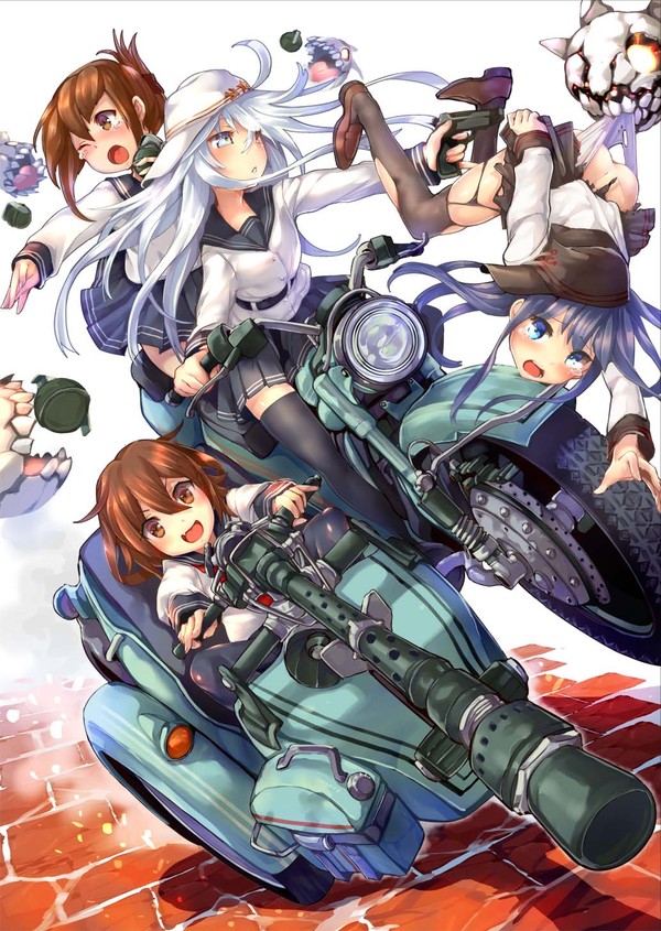 6-ой дивизион на вылазке - Kantai Collection, Hibiki, Verniy, Inazuma, Ikazuchi, Akatsuki, Аниме, Anime Art