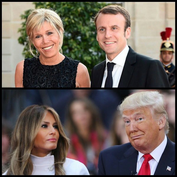 When the difference with his wife is 24 years - Donald Trump, Emmanuel Macron, 24 years old