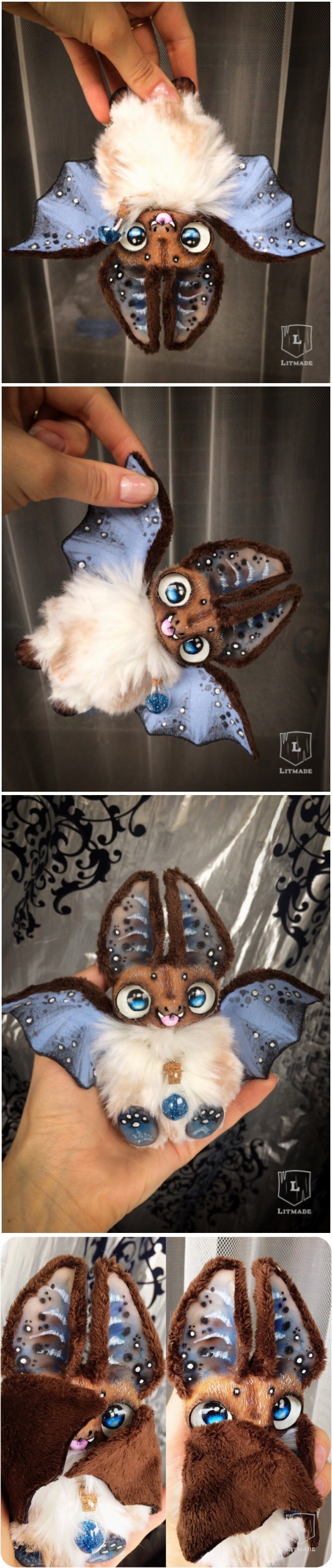 Rare species of bat. Upside Down Mouse. - My, Bat, Handmade, Doll, Polymer clay, Litmade, Longpost, Milota