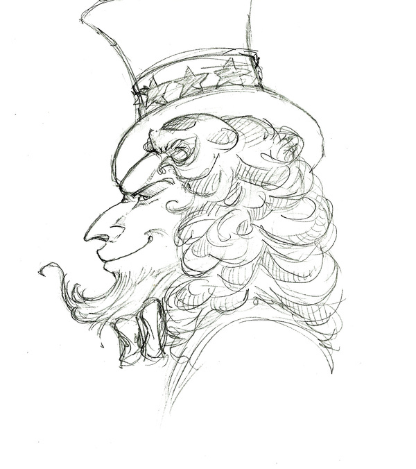 Uncle Sam (archive) - My, Sketch, Pencil, Uncle Sam