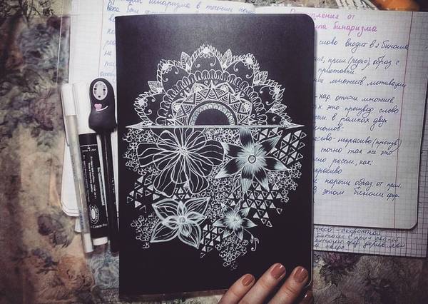 Notebook in Zentangle style. - My, Mandala, Zentangle, Pen drawing