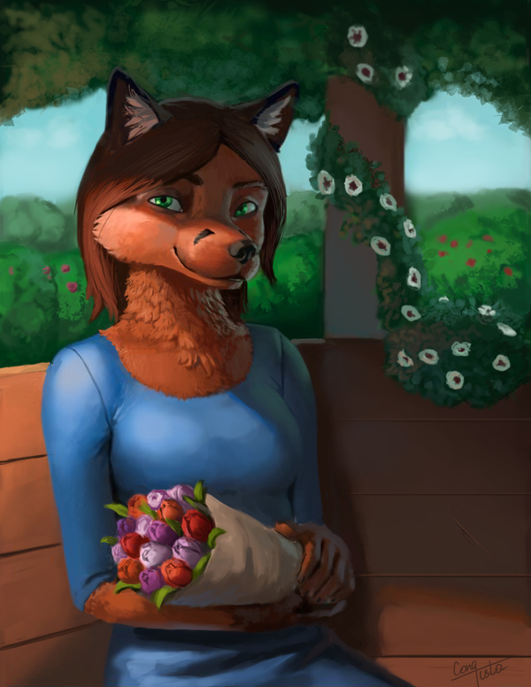 Fox in the gazebo - My, Anthro, Furry, Art, Conqista