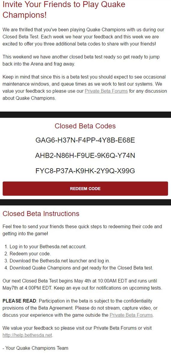 Quake Champions Beta keys Quake, 