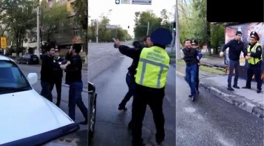 Attack on policeman in Almaty caught on video - Kazakhstan, Almaty, Road accident, Fight, Разборки, Video