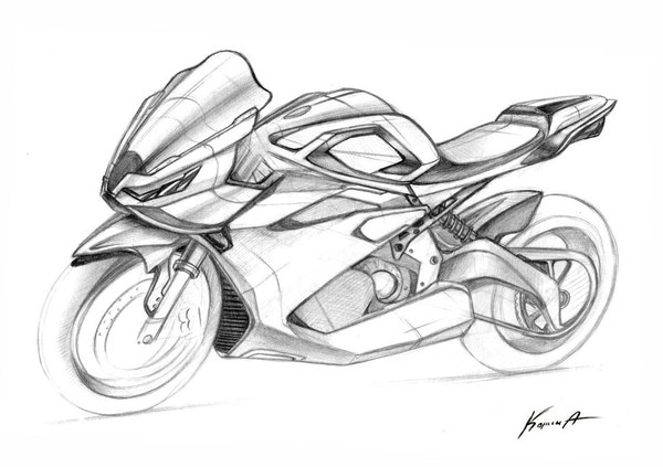 Motorcycle sketch. Form search stage. Far from the final version! - My, Moto, Transport, , Motorcycles, Sketch, Sketch, Design, 