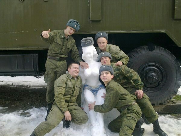 Russian army - Army, Russian army, Girls and the army, Winter, snowman