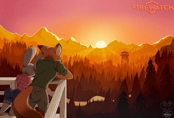  . , , Nick Wilde, Judy Hopps, Xnir0x, Firewatch