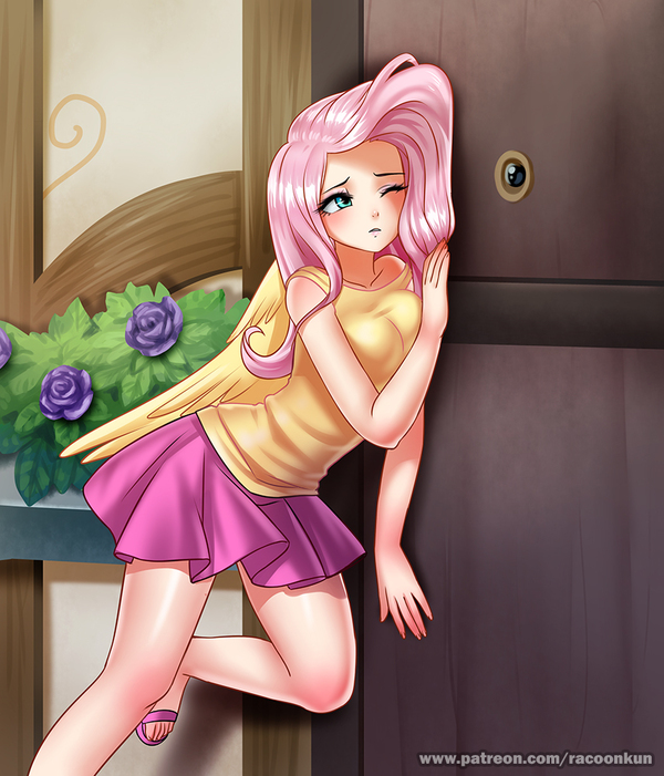 The door is stuck - My little pony, MLP Season 7, Fluttershy, Humanization, Racoonkun