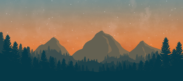 Flat landscape. Навеяно играми Long Dark и Firewatch - Моё, Flat landscape, Плоский пейзаж, Компьютерная графика, Пейзаж, Рисование, Photoshop, Рукожоп