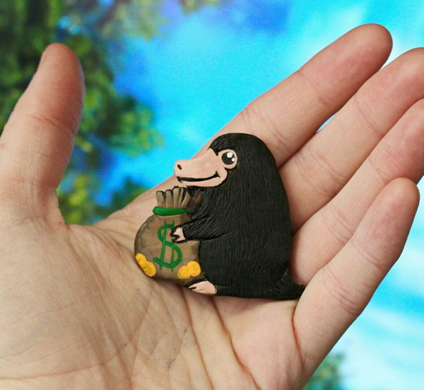 Brooch Niffler - My, Brooch, Handmade, Polymer clay, Nyuhler