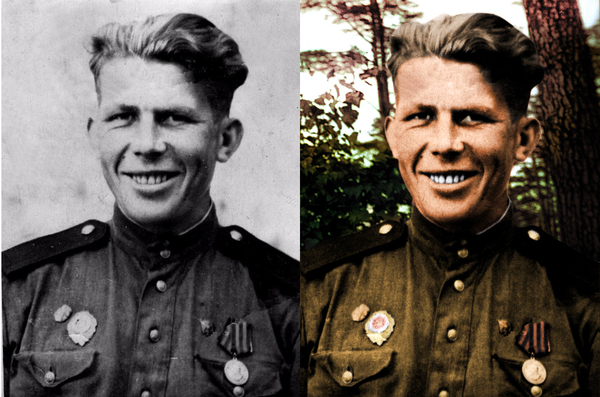 I decided to colorize a photo of my great-grandfather. - My, , Colorization, The Great Patriotic War, May 9, May 9 - Victory Day