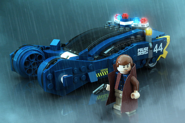 Дэкард и полицейский спиннэр из фильма Blade Runner (Бегущий по лезвию) - LEGO, Бегущий по лезвию, Фотография, Киберпанк, Рик Декард