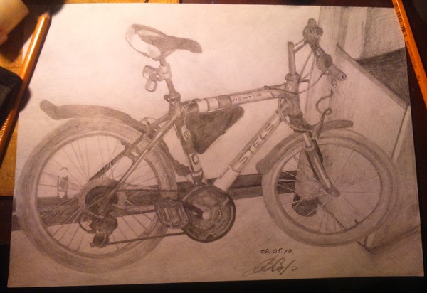 A bike - My, A bike, Pencil, Drawing