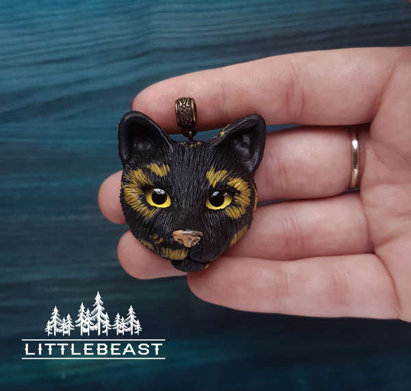 tortoiseshell cat - My, Polymer clay, Plastic, Black cat, cat, Pets, With your own hands, Longpost