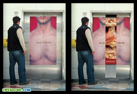 Take a look inside... - My, Creative advertising, Advertising, Creative, Elevator, In the elevator