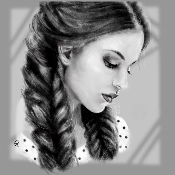 Post 4 Portrait - My, Illustrations, Portrait, Beautiful girl, Pencil drawing, Art, Procreate