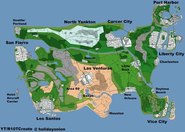 The future of GTA on the example of fan cartography - Longpost, Cartography, I want to, Gta, Tourism, Games