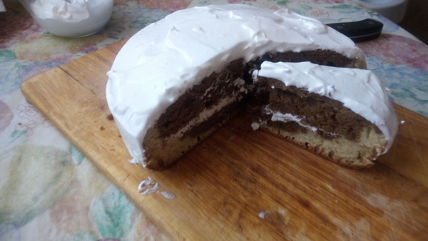 My Zebra cake with milk in a slow cooker - My, Cooking, Bakery products, Cake, 