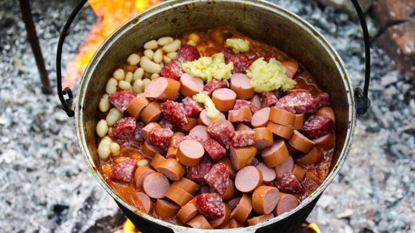 Stewed beans with smoked sausages | VKAZANE - My, , , , Recipe, Beans, , Photorecept, Wienerwurst, Video, Longpost