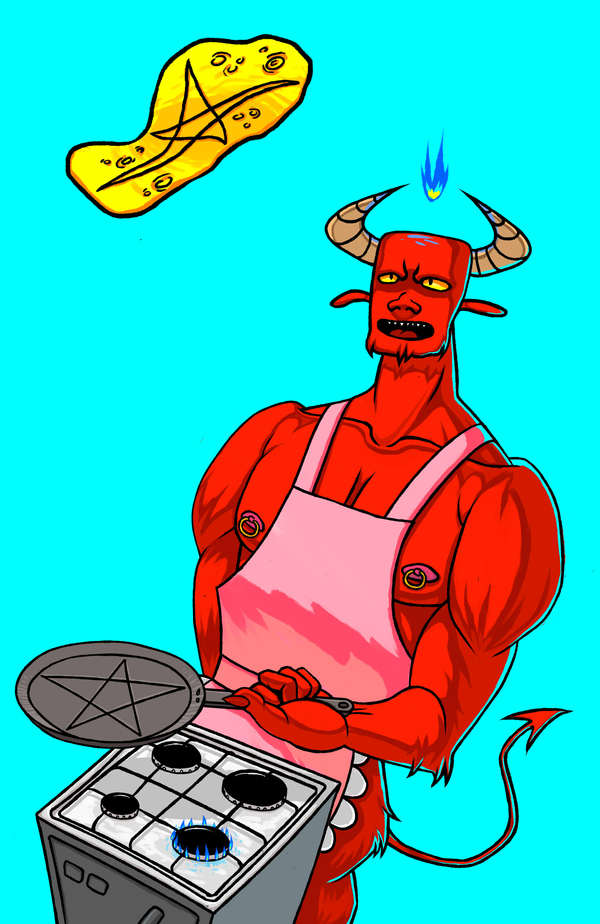 Satan bakes pancakes - Illustrations, My, Satan bakes pancakes, My