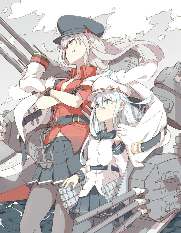 Гангут и Верный - Kantai Collection, Gangut, Verniy, Hibiki, Аниме, Anime Art, Длиннопост