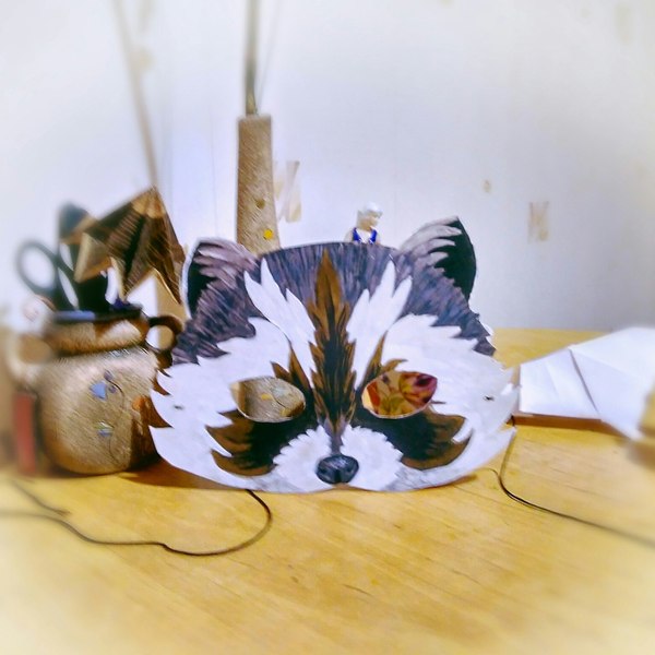 Raccoon mask - My, Raccoon, Mask, Carnival, Acrylic, Cardboard, The beast, Theatre, 