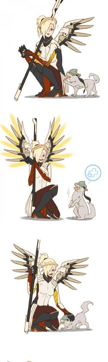 Even dogs need treatment - Overwatch, Mercy, Genji, Dog