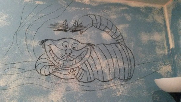 Cheshire on the wall - My, Cheshire Cat, Drawing on the wall, Tree, Wall