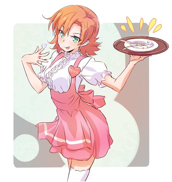 Hungry? It's time to go to the waiters. - RWBY, Nora valkyrie, Anime, Not anime
