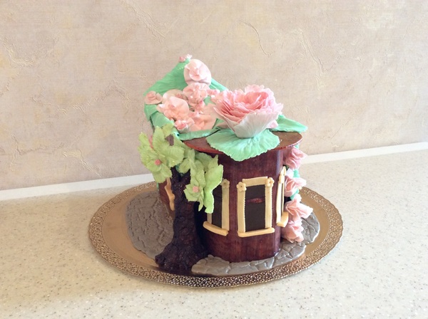 Fantasy Cake House with roses - My, Cake, the Rose, Holidays, Birthday, Cooking, House, Longpost