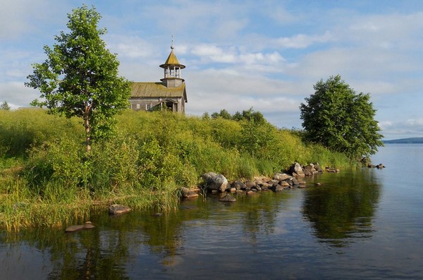 Village Kondoberezhskaya, Karelia - Village, Nature, Карелия, Chapel